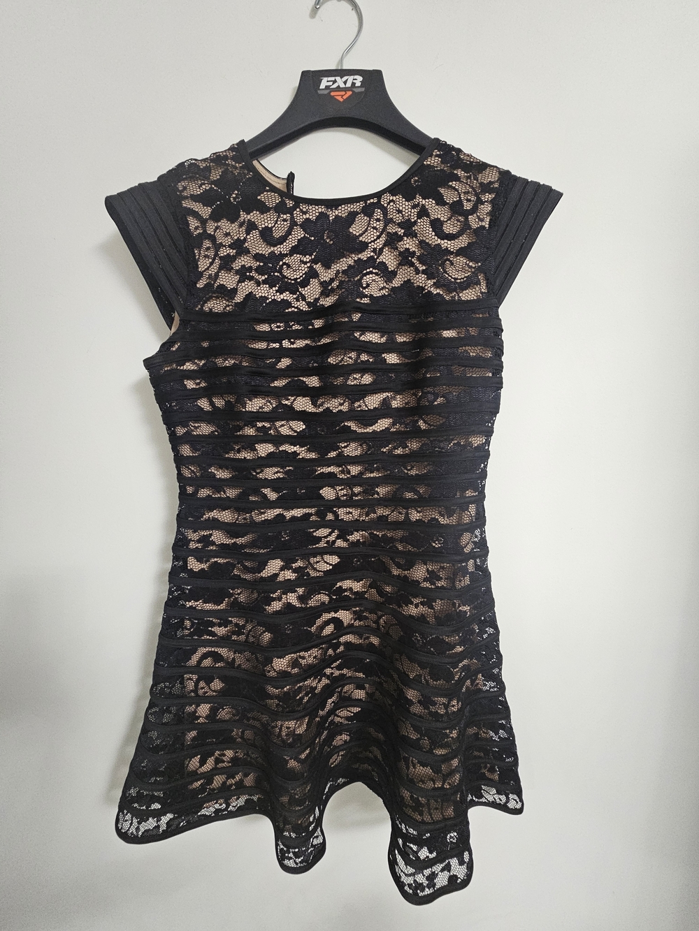 Black Lace Overlay Fit & Flare Dress
